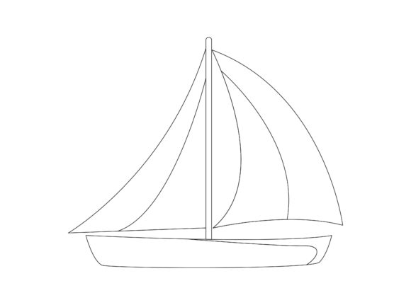 Boat Beach Outline Icon: Perfect for Graphics and Coloring Pages Amp
