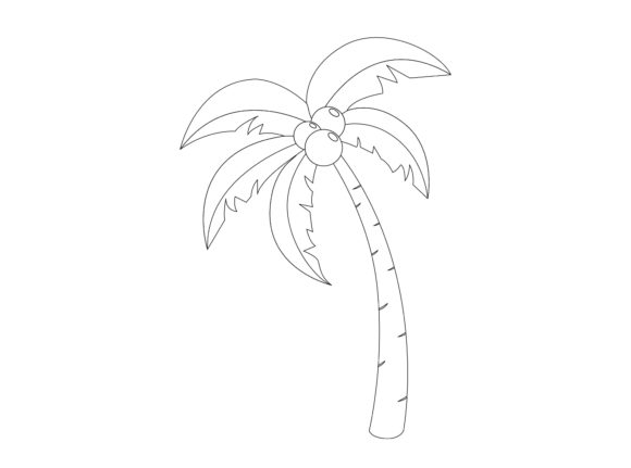 Coconut Tree Beach Outline Icon for Graphics and Coloring Pages