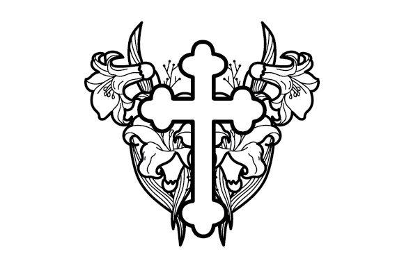 Cross with Florals Coloring Page: A Versatile Asset for Religious Crafts