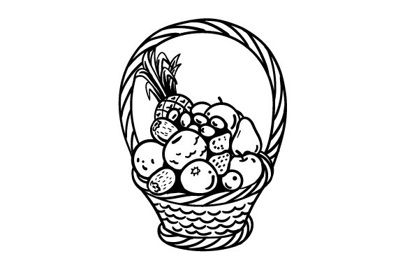 Fruit Basket Coloring Page for Kids Crafts and Local Branding