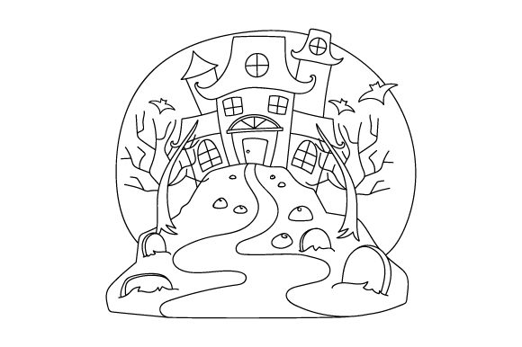 Haunted House Coloring Page for Halloween Crafts