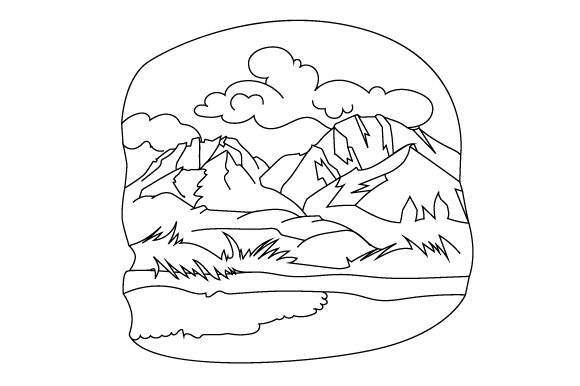 Mountain Scene Coloring Page for Creative Crafts