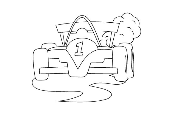 Racecar Coloring Page for Kids Crafts