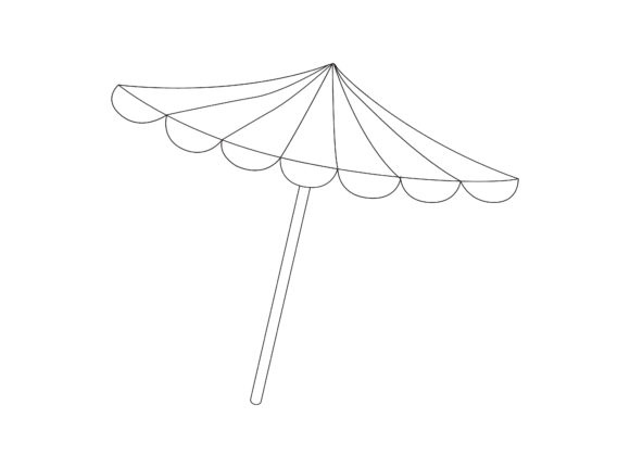 Umbrella Beach Outline Icon for Graphics and Coloring Pages Amp